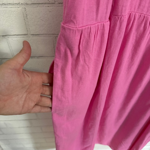 AVA & VIV Pink Ruffle Linen Empire Waist Dress - Picture 7 of 10